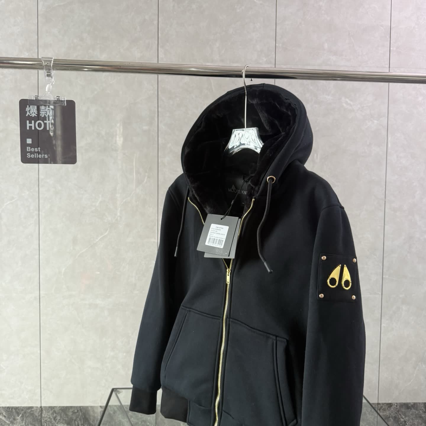 Moose Knuckles Shearling-Lined Zip Hoodie Moose Knuckles Shearling-Lined Zip Hoodie